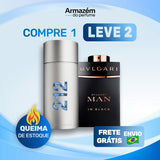 2 Perfumes Masculinos TESTER (100ml) - 212 MEN | Bvlgari MAN in Black | (5 Anos Armazém do Perfume)