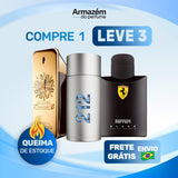 3 Perfumes Masculinos TESTER (100ml) - 1 Million | 212 VIP NYC | Ferrari Black (5 Anos Armazém do Perfume)