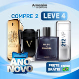 Compre 1 Leve 4 -  Perfumes Masculinos Importados (100ml) - 1 Million | 212 VIP Men | Invictus | BLEU (5 Anos Armazém do Perfume)