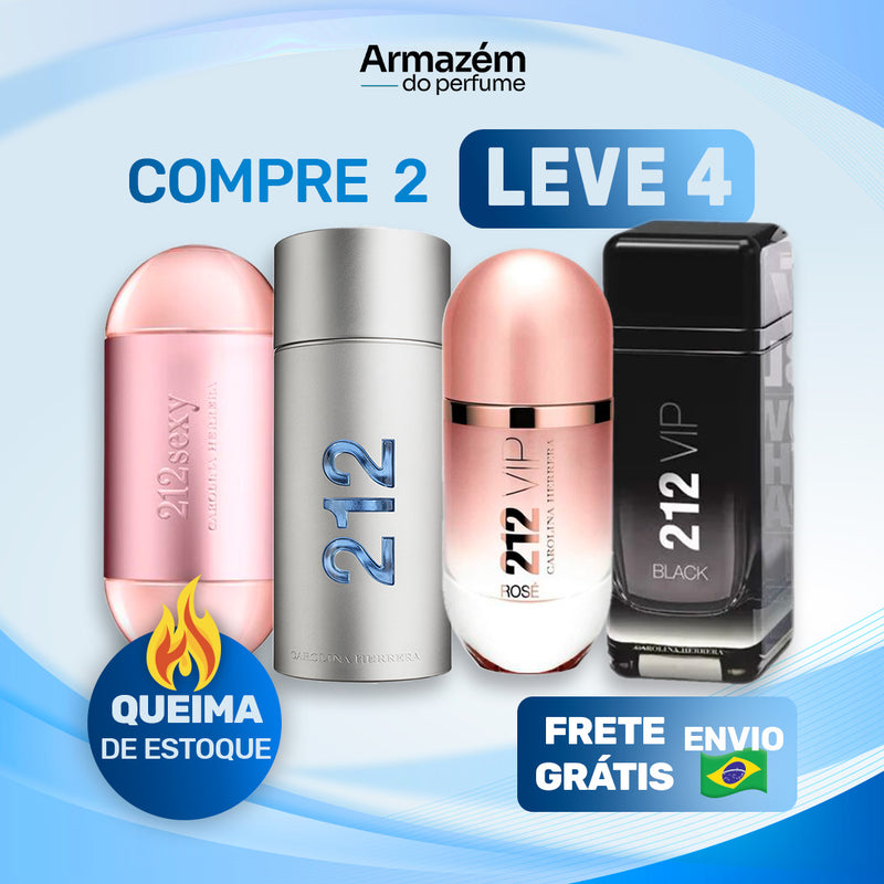 212 CASAL TESTER - (100ml) - 212 VIP Rosé | 212 VIP Sexy | 212 VIP Black | 212 VIP Men (5 Anos Armazém do Perfume)