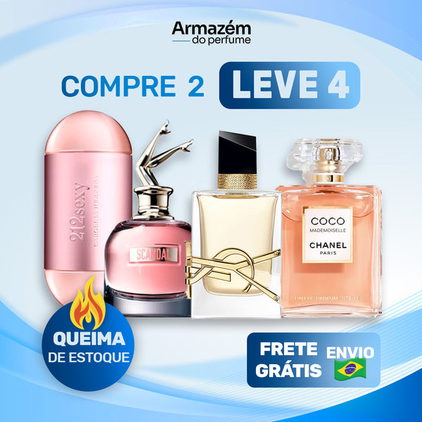 4 Perfumes Femininos (100ml) - Mademoiselle | Scandal | 212 VIP Sexy | YSL LIBRE (5 Anos Armazém do Perfume)