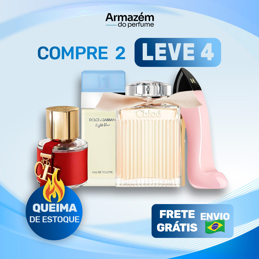 4 Perfumes Femininos (100ml) - Good Girl Blush | Chlóe | Light Blue | Carolina Herrera CH (5 Anos Armazém do Perfume)
