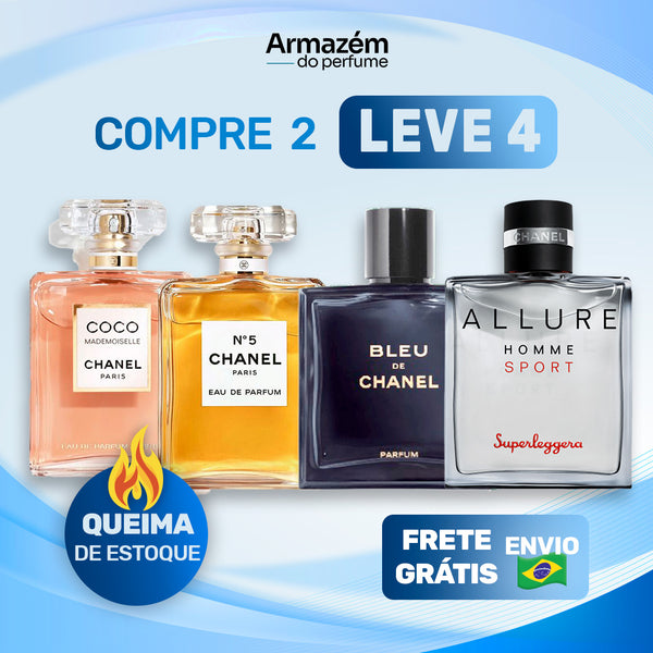 CASAL CHANEL TESTER - (100ml) - Bleu de Chanel | Chanel Allure | Coco Mademoiselle | Chanel n5 (5 Anos Armazém do Perfume)