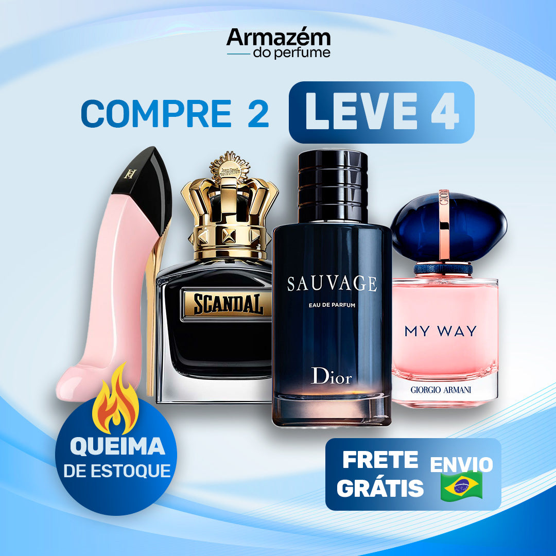 4 Perfumes Importados (100ml) -  Good Girl Blush | Scandal | Sauvage | My Away (5 Anos Armazém do Perfume)