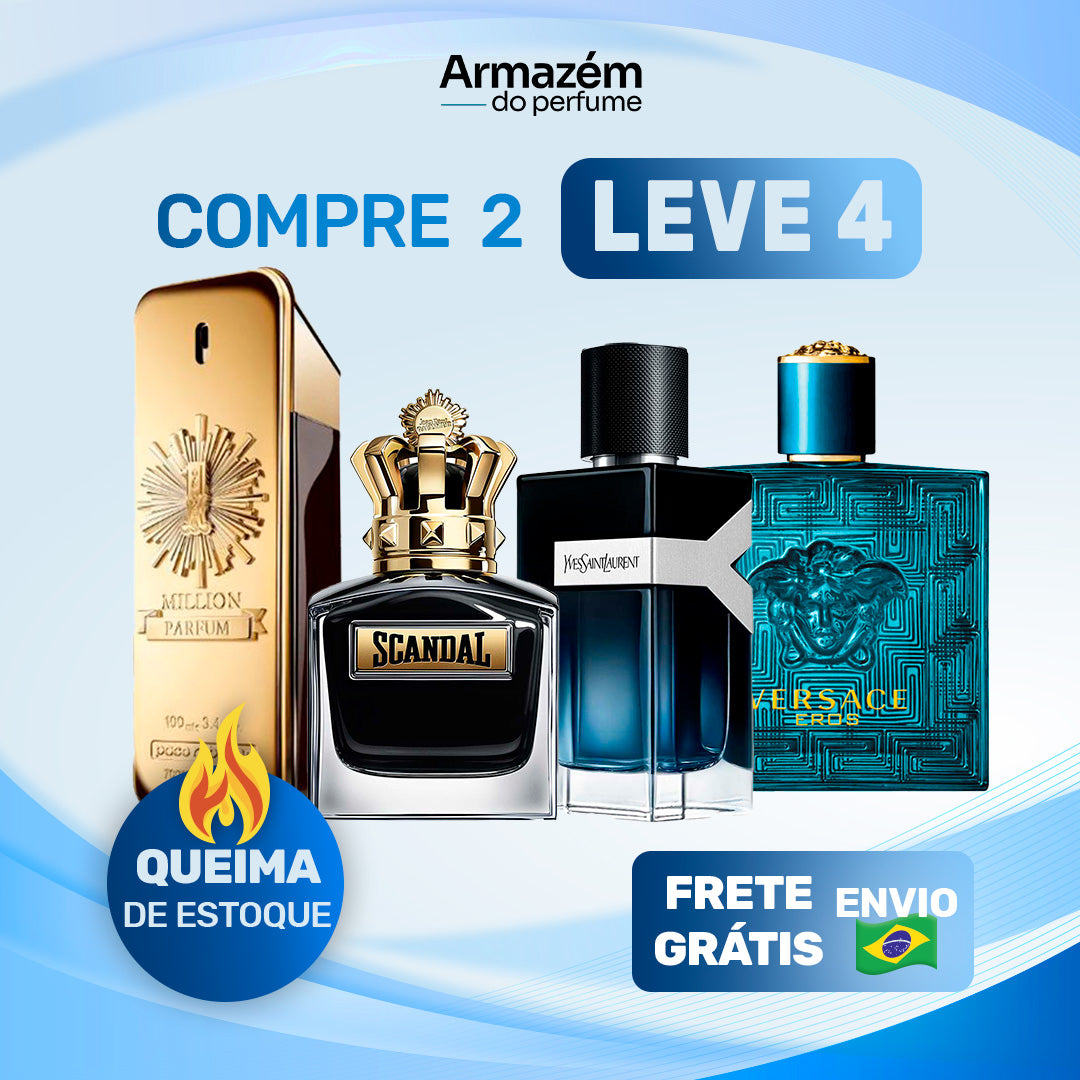 4 Perfumes Masculinos (100ml) - 1 Million | Y Yves Saint Laurent | Scandal | Eros Versace (5 Anos Armazém do Perfume)