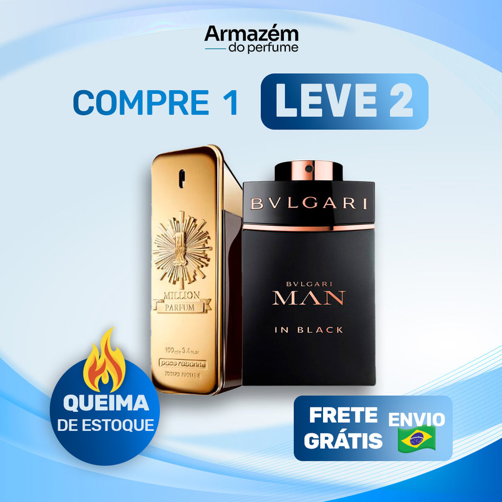 2 Perfumes Masculinos (100ml) - 1 Million | Bvlgari MAN in Black | (5 Anos Armazém do Perfume)