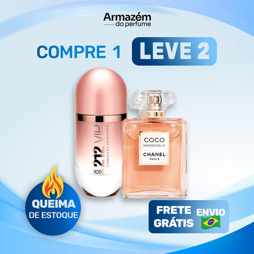 2 Perfumes Femininos (100ml) - 212 VIP Rosé | Mademoiselle | (5 Anos Armazém do Perfume)