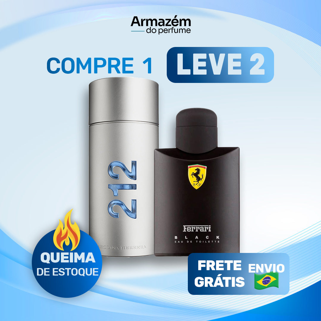 2 Perfumes Masculinos (100ml) - Ferrari Black | 212 VIP NYC | (5 Anos Armazém do Perfume)
