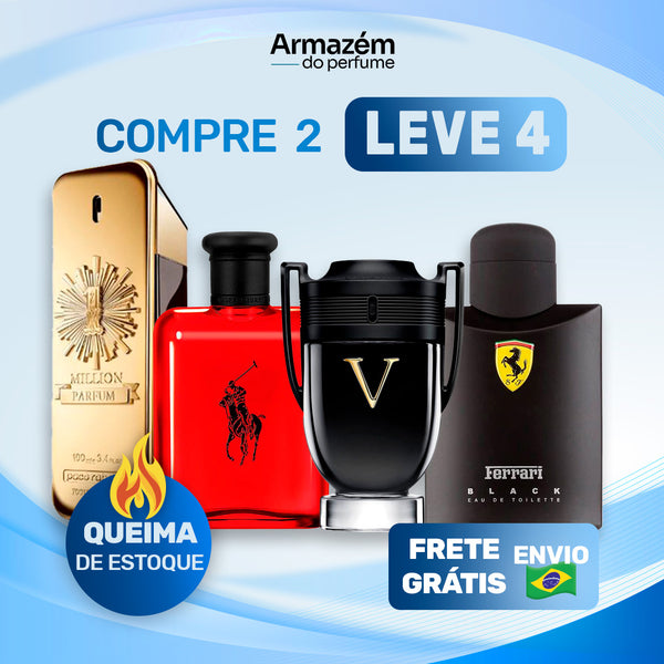 4 Perfumes Masculinos TESTER (100ml) - Invictus Victory | Polo RED | 1 Million | Ferrari Black (5 Anos Armazém do Perfume)