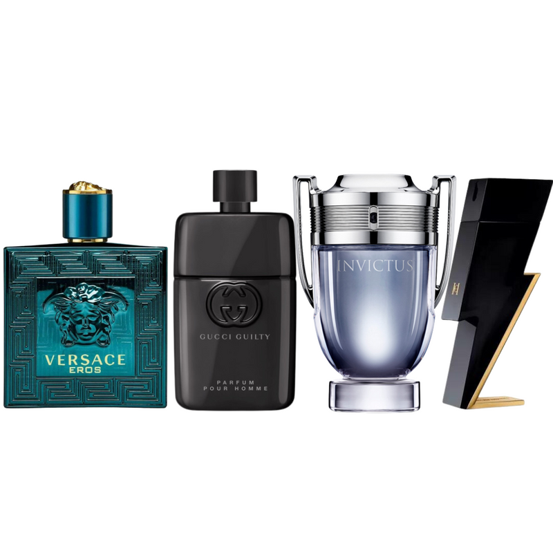 Combo 4 Perfumes Masculinos- BAD BOY, INVICTUS LEGEND, GUCCI GUILTY POUR HOMME E VERSACE EROS.