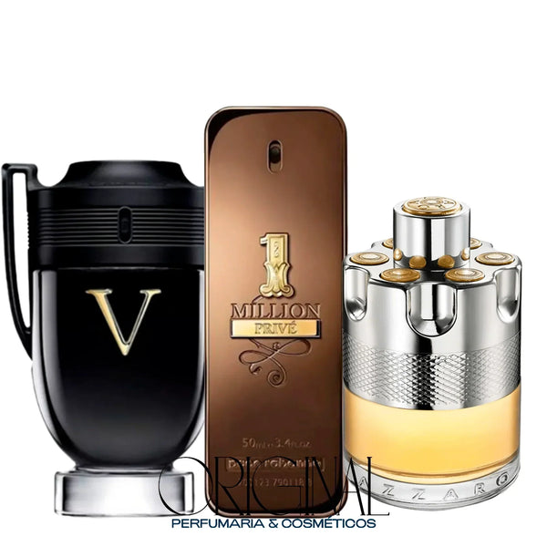 Combo 3 Perfumes - 1 Million Prive, Invictus Victory, Azzaro Wanted 100ml